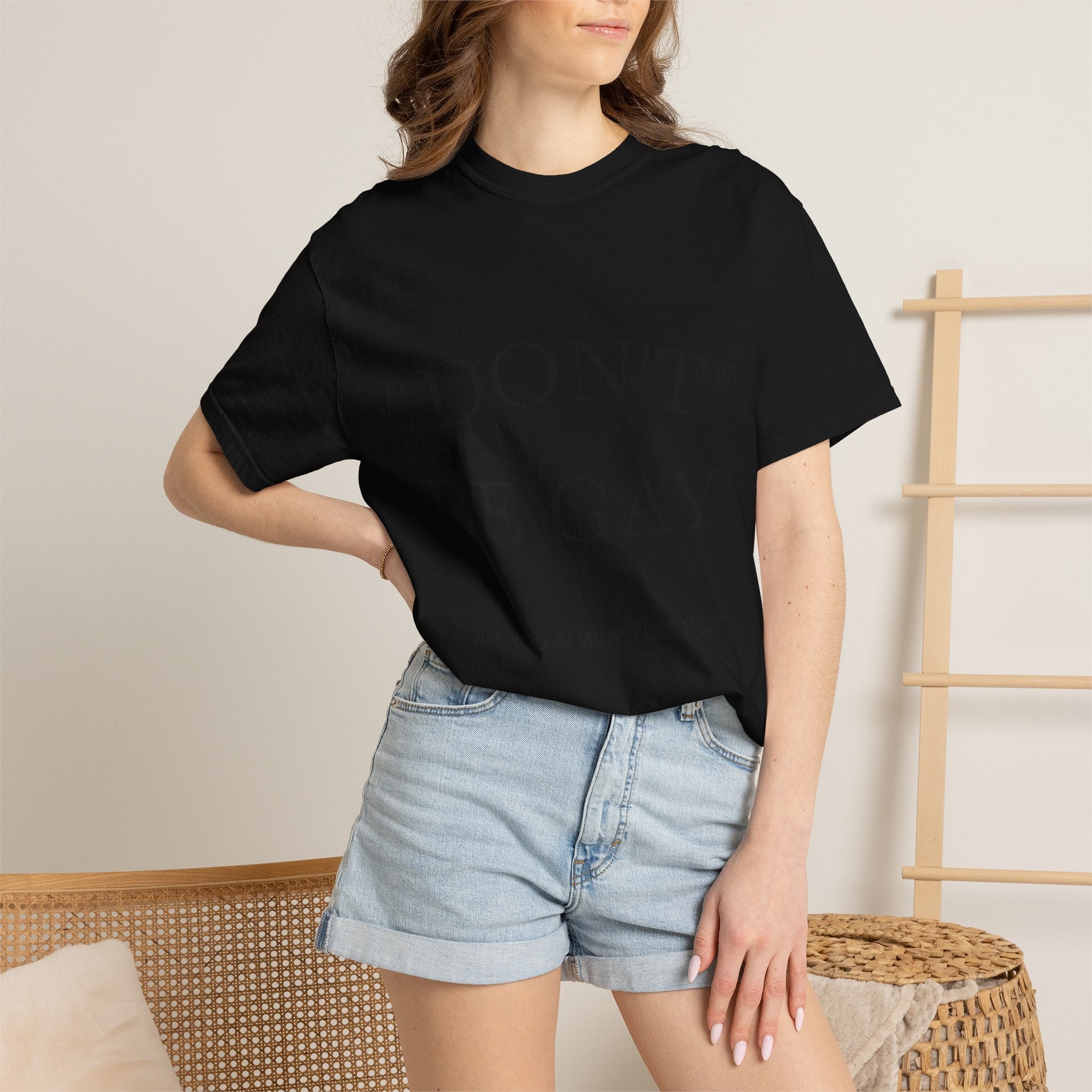 T-Shirt — "DON'T BE GAY" Statement Tee (Minimal Serif Design)