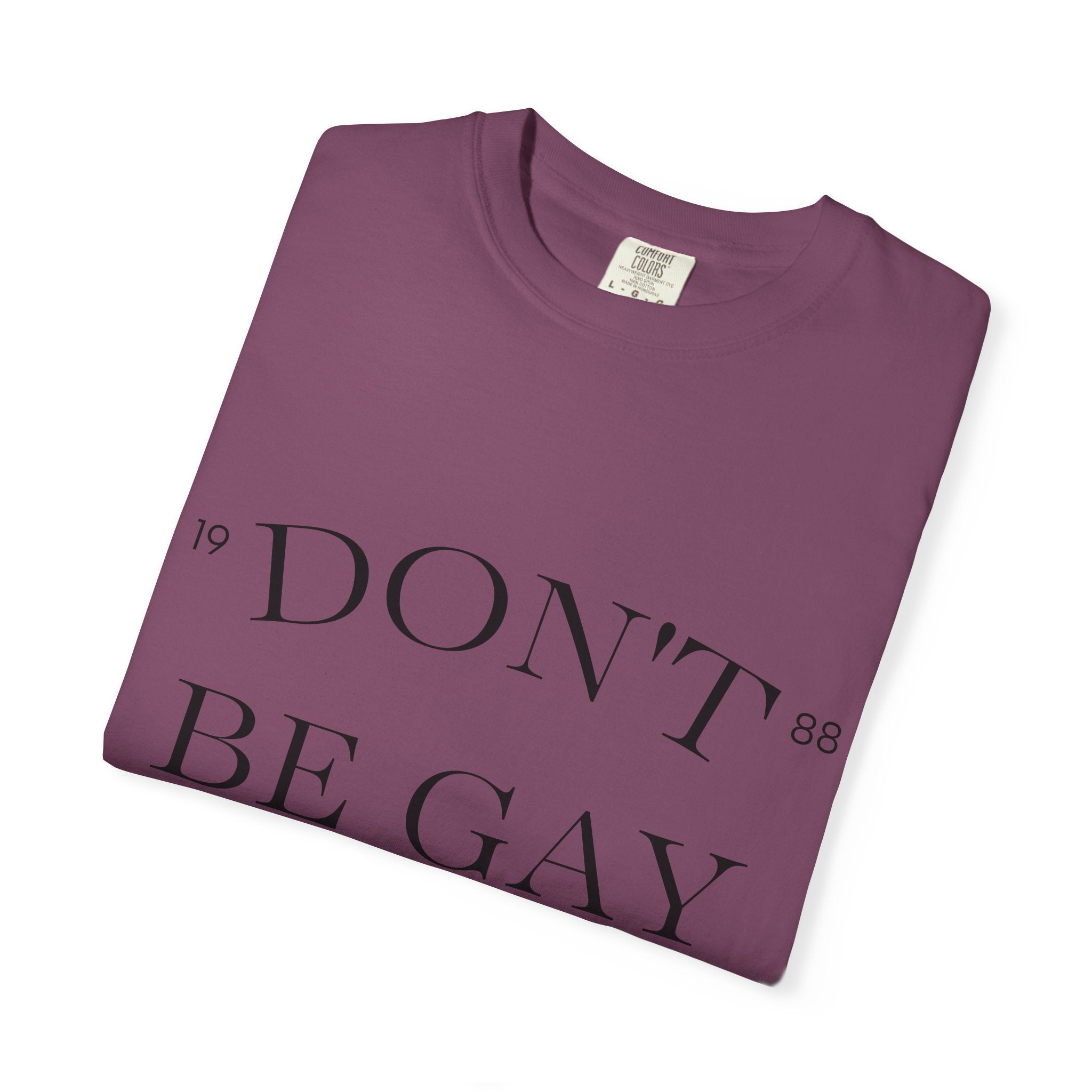 T-Shirt — "DON'T BE GAY" Statement Tee (Minimal Serif Design)